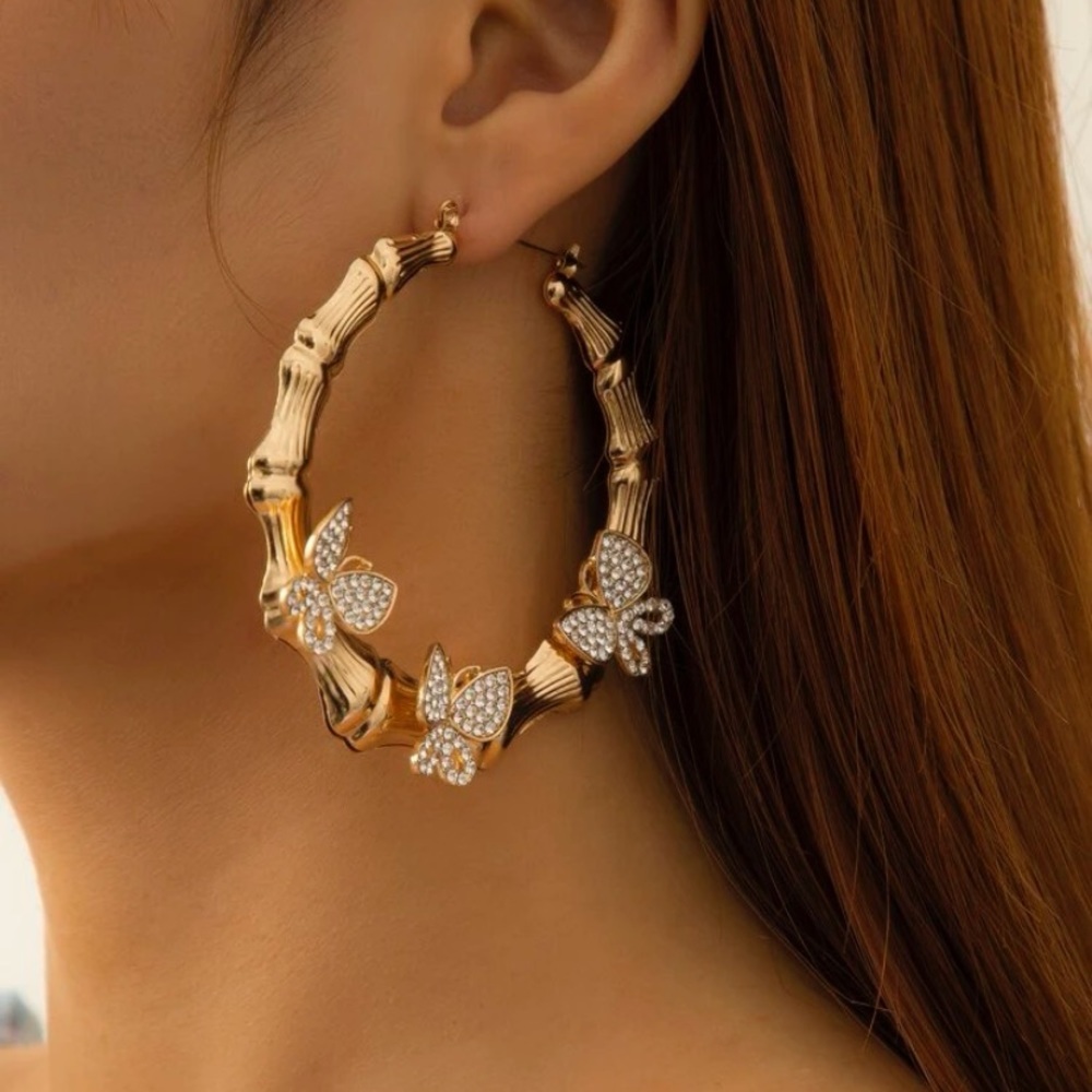 Rhinestone butterfly earrings
